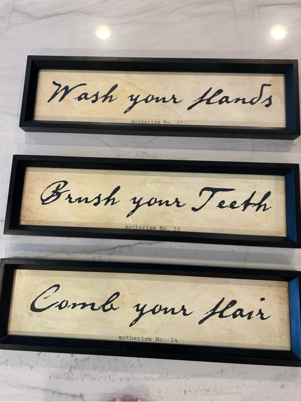 Pottery Barn Set Of Three Motherisms Bathroom Signs